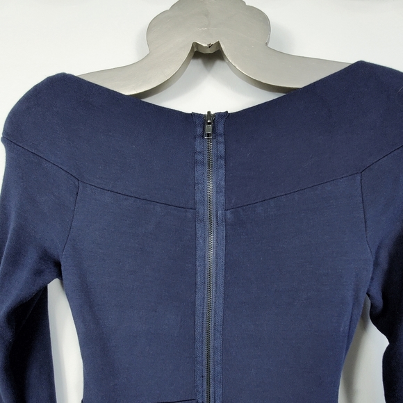 ANTHROPOLOGIE Bodycon Pencil Wrap Knot Dress Medium M Navy Blue - Picture 5 of 10